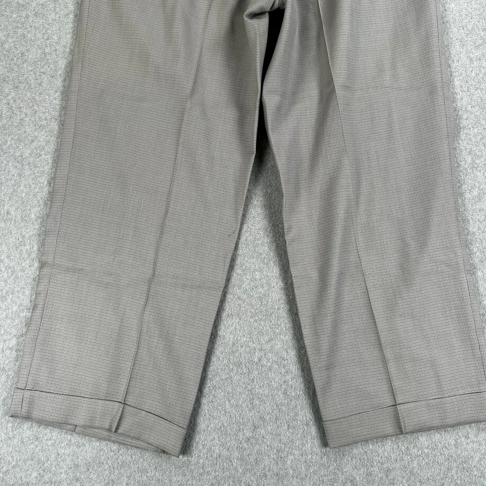 Zanella Austin Dress Pants Mens 35x28 Gray Check Pleated Cuffed Made In Italy
